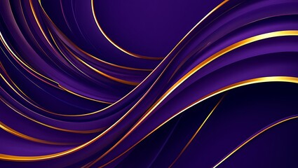 Abstract Purple and Gold Swirling Waves Luxurious Design Background