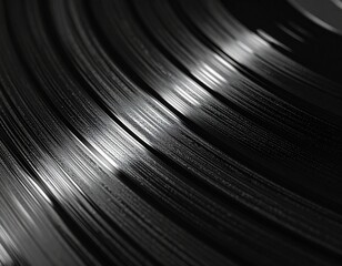 Close macro de disco de vinil com textura brilhante
