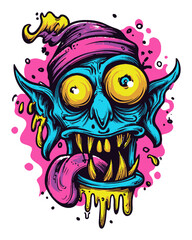 Obraz premium Vivid Cartoon Goblin Character with Exaggerated Features and Bright Colors