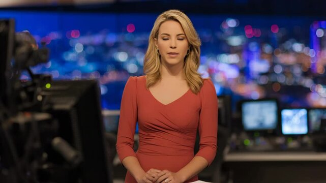 Newscaster anchor talking  on news