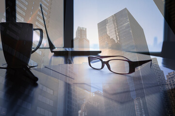 Office in modern city setting 
