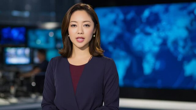 Newscaster anchor talking  on news