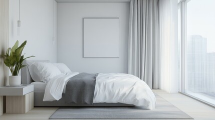 Small minimalist bedroom with under-bed storage, single nightstand, and bright window for a clutter-free look