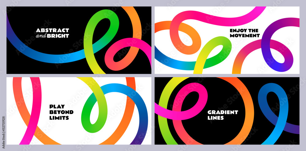 Leinwandbilder Color Line Abstract Patterns. Rainbow Gradient Ribbon Backgrounds. Vector Wave Graphic with 3D Dynamic Lines.
