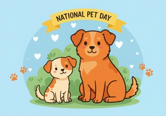 National pet day adorable cartoon dogs