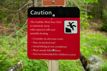 Caution Sign At Trail Head of Cadillac West Trail