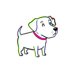 Cute White Puppy Cartoon Illustration