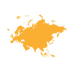 Map of Eurasia, sign silhouette. World Map Globe. Vector Illustration isolated on transparent background. Europe and Asia continent.