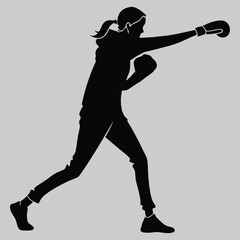 a person shadowboxing silhouette vector design art and illustration