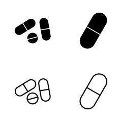Pills icon vector. capsule icon. Drug sign and symbol