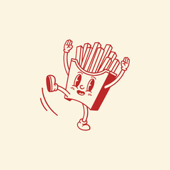 Happy Dancing French Fries Cartoon Illustration