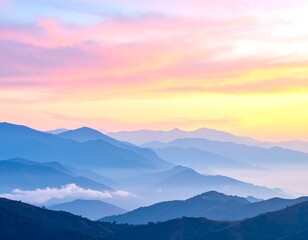 Obraz premium Misty mountain range at sunrise