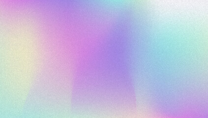 Noise Gradient Background. Abstract Grainy Bg In Pink, Purple And Blue Colors. Iridescent Hologram. Pearlescent Holographic Texture With Rainbow Foil. Modern Film Photo With Fluorescent Dust