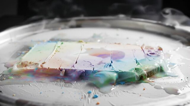 Liquid nitrogen freezing ice cream base, instant smoke explosion