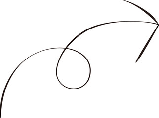 手描きのくるりと曲がった矢印のイラスト
