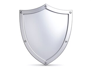 Silver shield on white background