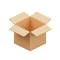 Box Rendering Icon Empty Carton 3D on Transparent