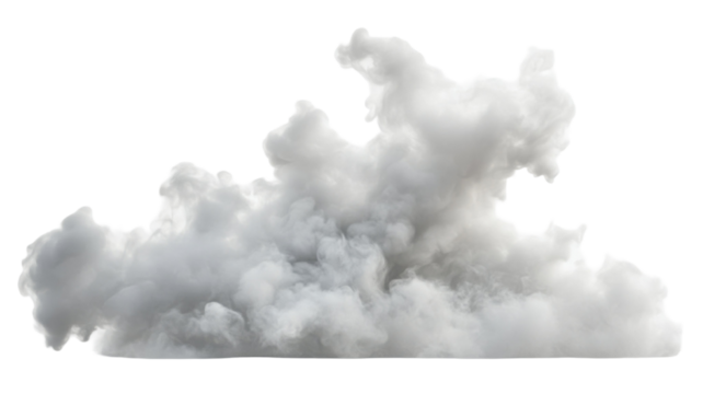 Soft White Flowing Smoke Cloud Effect Isolated on White Background