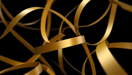 Abstract Golden Ribbons Elegant Swirls and Curving Lines Design