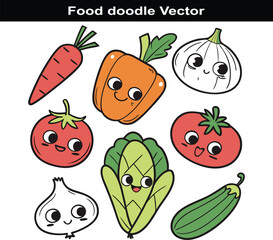 Hand drawn food doodle illustrations cute food sketches
