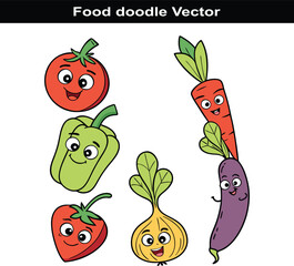 Hand drawn food doodle illustrations cute and colorful designs