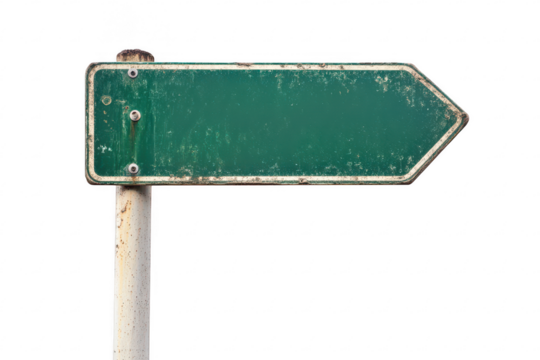 Rustic green directional sign isolated on transparent background
