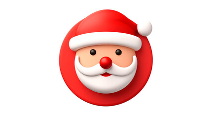 Obraz premium Cheerful 3D Santa Claus Face perfect for Christmas designs on white and transparent Background