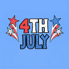 Set of Vintage 4th of July Typography T-Shirt Designs Featuring Patriotic Red, White, and Blue Elements for Independence Day Celebrations