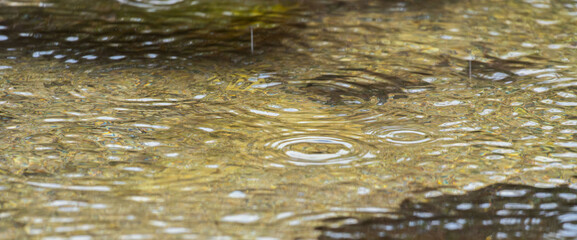梅雨の季節　川の水面に雨が降る27