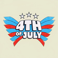 Set of Vintage 4th of July Typography T-Shirt Designs Featuring Patriotic Red, White, and Blue Elements for Independence Day Celebrations