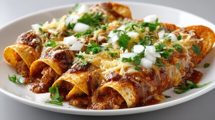 a plate of enchiladas smothered in sauce