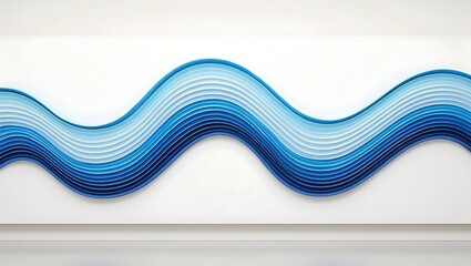 Abstract Blue Wave Paper Art Layered Curves and Soothing Hues