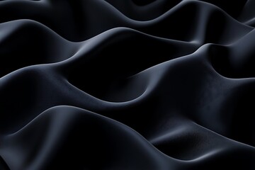 Obraz premium Abstract Black Fabric Waves Texture Background with Soft Shadows and Subtle Light Variations