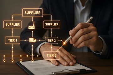 A business person is focused on business processes like supply chain management