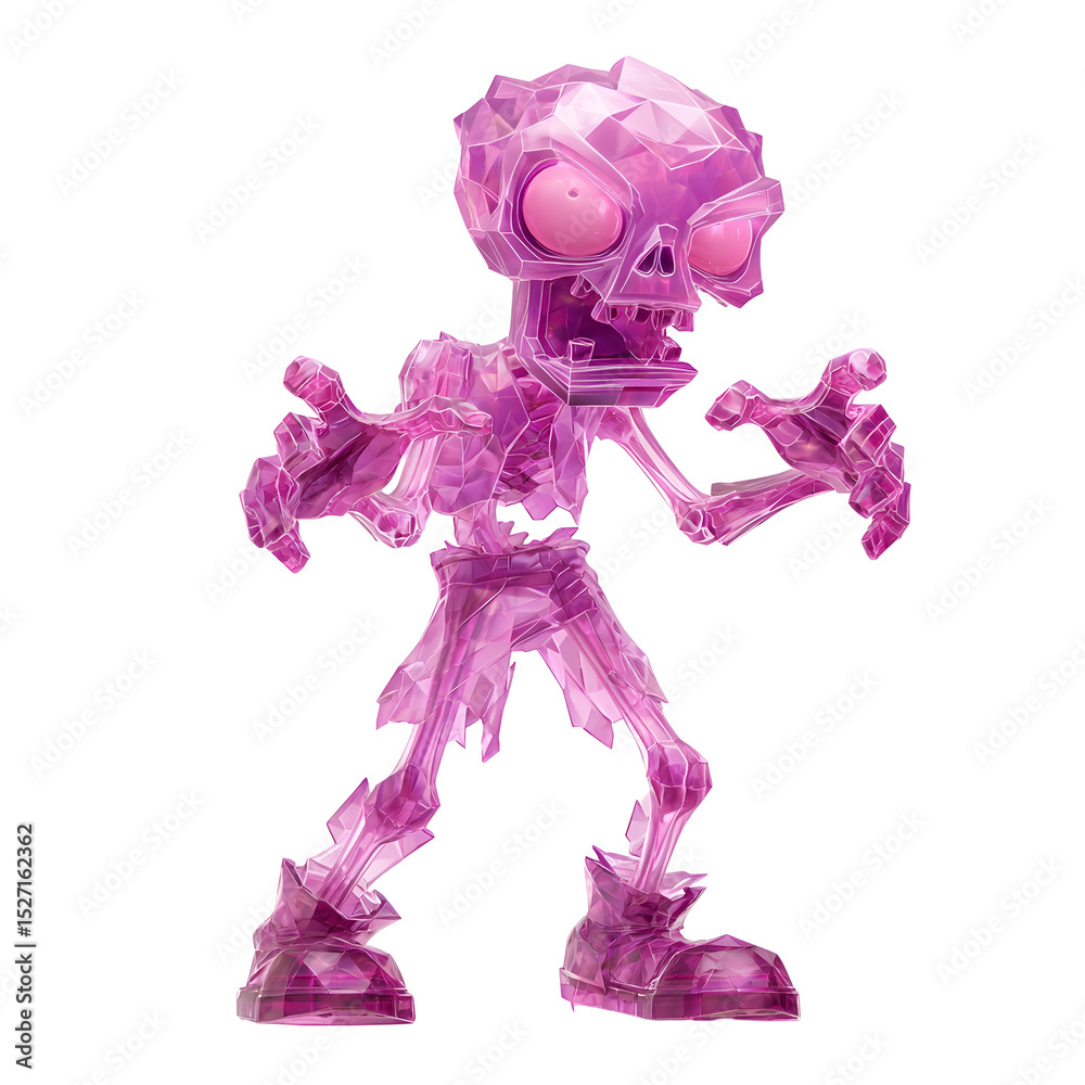 Aufkleber futuristic and imaginative 3d rendered character design featuring a transparent glowing and crystall