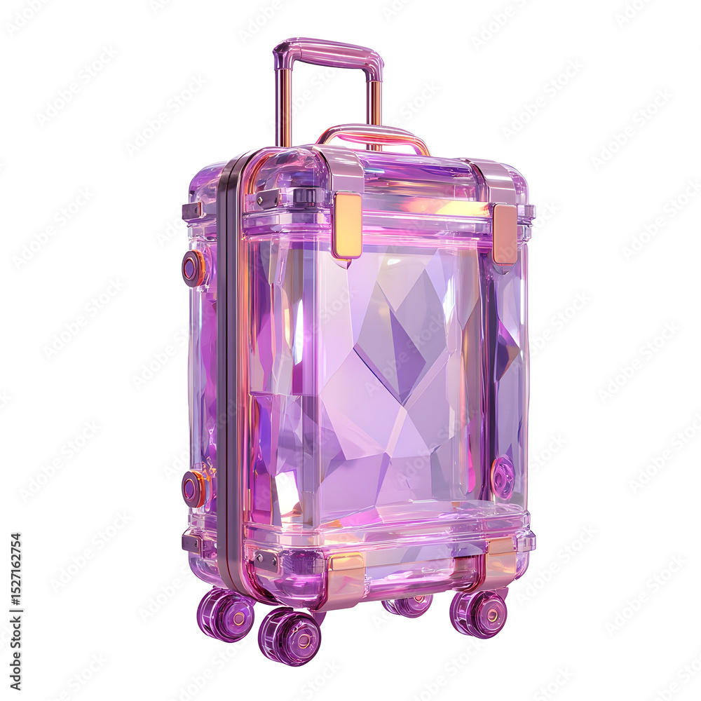 Aufkleber A futuristic visually striking suitcase in a captivating blend of pink and purple crystal like tones featuring a sleek minimalist design with a smooth glossy finish and a mesmerizing