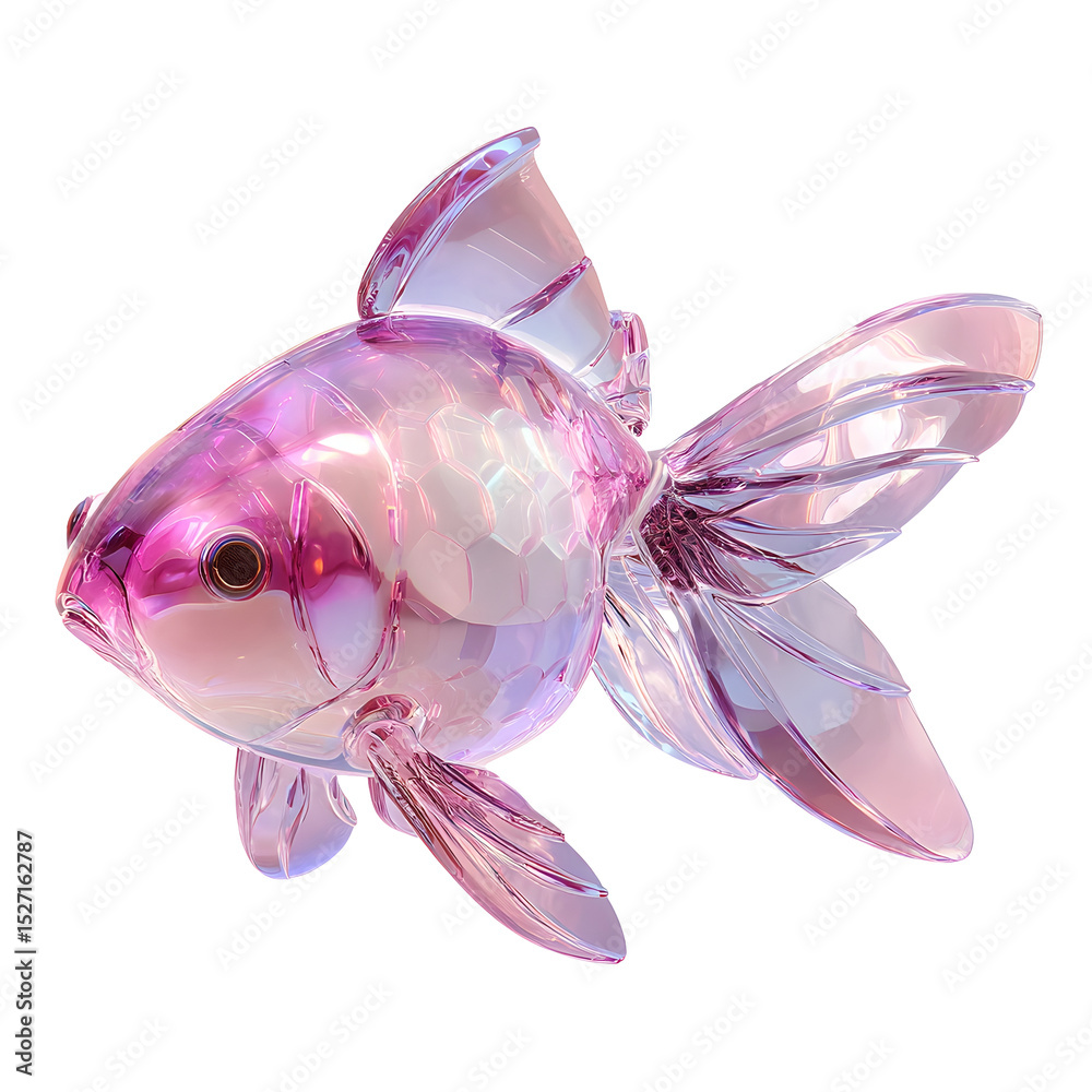 Aufkleber a captivating ethereal looking fish figurine crafted from shimmering translucent crystal with intric