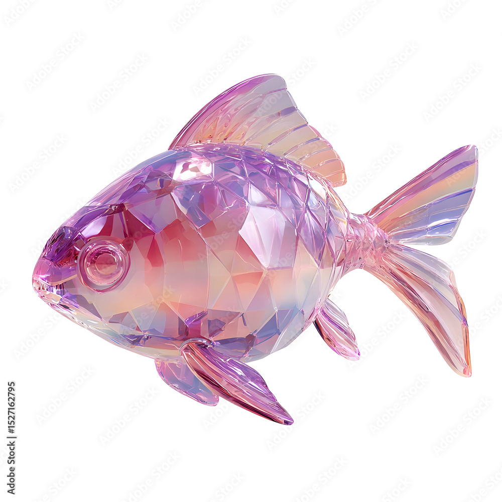 Aufkleber A mesmerizing iridescent fish with a faceted crystal like appearance in a vibrant kaleidoscopic array of colors