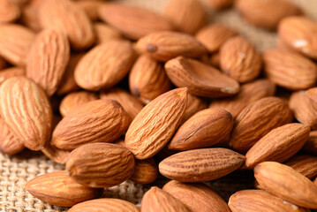 Raw almond nut seed texture background, Food ingredient