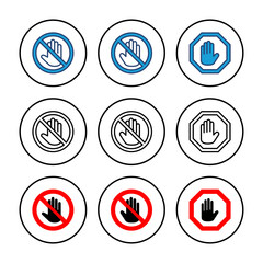 Stop icon vector. stop road sign. hand stop icon vector