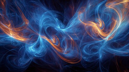 Fototapeta premium Abstract swirling energy forms in blues and oranges