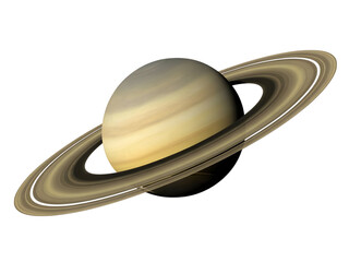 Saturns rings and banded atmosphere, isolated on transparent background