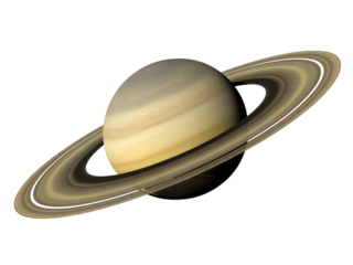 Saturns rings and banded atmosphere, isolated on transparent background