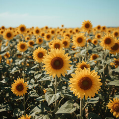 Fototapeta premium Golden Bloom Sunflower Fields in the Sun