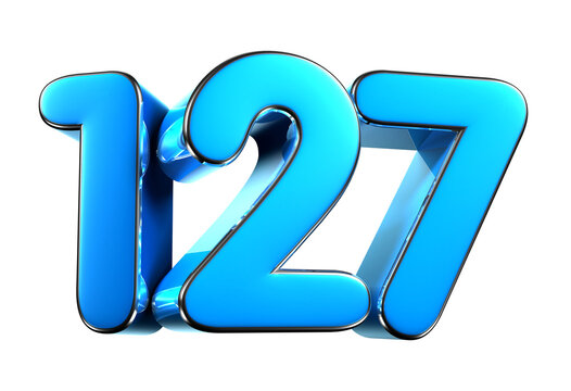 Blue number 127 3d illustration. Advertising signs. Product design. Product sales