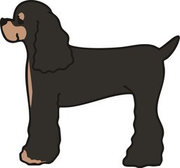 横から見た可愛いアメリカンコッカー（ブラックタン）のイラスト