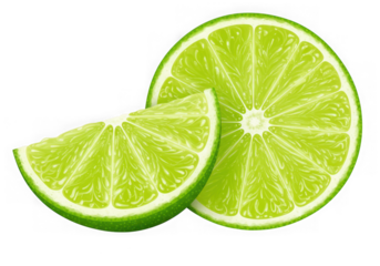 Lime slices isolated on transparent background