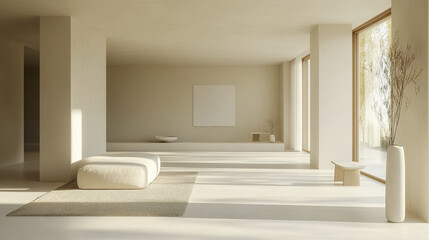 serene and spacious modern interior featuring minimalistic design elements and natural light