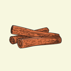 Illustration of dried cinnamon sticks