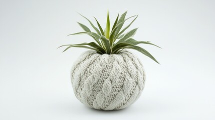 Knitted planter with succulent